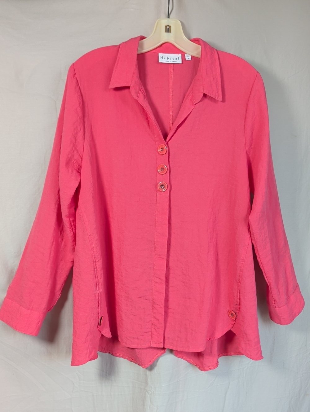 Habitat Coral-Pink Button Front Collared Blouse Versatile Day To Evening  Office